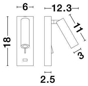 STENSKA SVETILKA Z VAROVALKO LED 3W/3000K/210lm/IP20/ ČRNA NL9170102