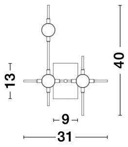 ATOMO STENSKA SVETILKA LED 9W/3000K/605lm/IP20/ ZLATA NL9180673