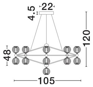 VISEČA LED SVETILKA BELINDA 78W/3000K/4491,88lm/DIMM/IP20/ČRNA NL9695500