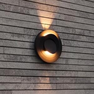 LUTEC Zunanja LED-stenna svetilka MOOV, temno siva, Ø 21 cm, kovina, IP54, Siva, Aluminij, Sodobni