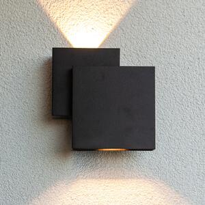 LUTEC Zunanja LED-stenna svetilka RIALTO, črna, 20 cm, IP44, svetloba navzgor/navzdol, Črna, Aluminij, Sodobni, Stenska vtičnica zgoraj / spodaj