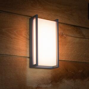 LUTEC connect LED pametna zunanja stenska svetilka QUBO, temno siva, 22 cm, IP54, RGB, CCT, Siva, Aluminij, Sodobni