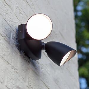 LUTEC Zunanji LED-stenni reflektor SHRIMP, črn, 20 W, 2-žarilni, IP54, Črna, Aluminij, Sodobni