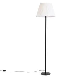 Moderna stoječa svetilka črna z belim nabranim odtenkom 45 cm - Simplo