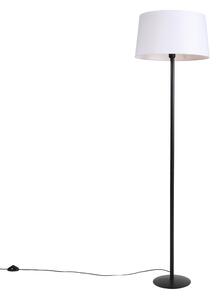 Stoječa svetilka črna s platnenim odtenkom bele barve 45 cm - Simplo