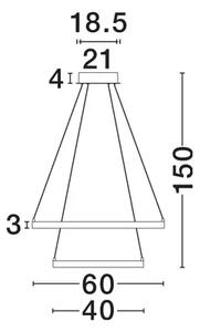 Viseča LED svetilka LEON 67W/3000K/3643lm/IP20/ ZLATA NL8100281