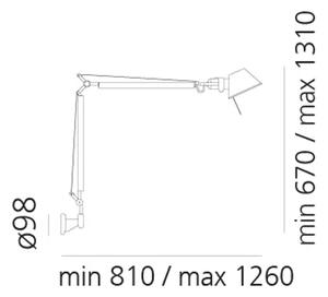 TOLOMEO LED STENSKA SVETILKA Z NOSILCEM 10W/593lm/3000K ALUMINIJASTA A004800+A025150 AR004800+AR025150