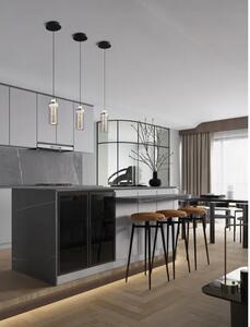 Viseča LED svetilka LUNE/3000K/9W/404Lm/ČRNA-KROMIRANA NL9520010