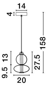 VISEČA LED SVETILKA BALLY/3000K/12W/1636Lm/ČRNA IN DIMNO SIVA NL9030554
