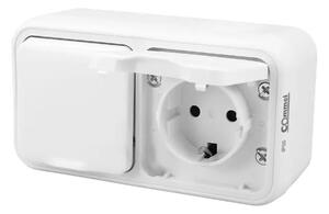 043-212 DVOPOLNA VTIČNICA, DVOJNA 16A 250V IP55, BELA 3856024407144