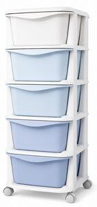 Regal na kolesih s predali TONES 97x36x36 cm, moder