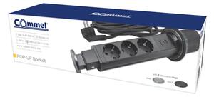 235-121 VTIČNICA S 3 IZHODI, USB, 2 m - črna + srebrna maska 3856024405904#