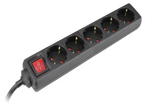 232-526 PETOPOLNA PRENOSNA VTIČNICA 16 A 250 V ~ 3500 W S STIKALOM, ČRNE BARVE 3856024406192