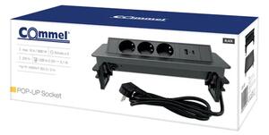 235-102 VTIČNICA S 3 IZHODI, USB, 2 m, črna 3856024405874#