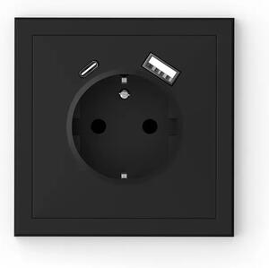 043-619 ADRIA - SCHUKO VTIČNICA Z USB A+C, Z VIJAČNIMI KONTAKTMI, ČRNA, 16 A, 2 3856024407977