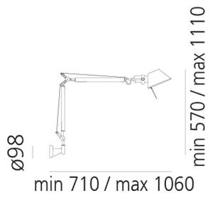 TOLOMEO MINI LED STENSKA SVETILKA Z NOSILCEM 3000K ALUMINIJASTA A005600 + A025150 AR005600+AR025150