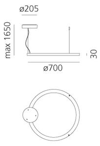 VISEČA SVETILKA RIPPLE 70 BELA 50W 3000K 3339lm AR2061010A