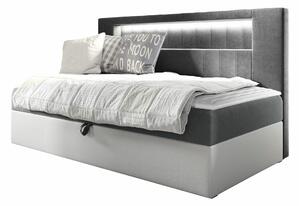 Boxspring postelja Baltimore 168, 100x200, Blago, Eko usnje, Posteljno dno, 112x202x104cm, Vzmetnica