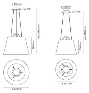 VISEČA SVETILKA TOLOMEO MEGA E27/220V ČRNA S SENČNIKOM 420 mm 0782030A + 0772030A AR0782030A+AR0772030A