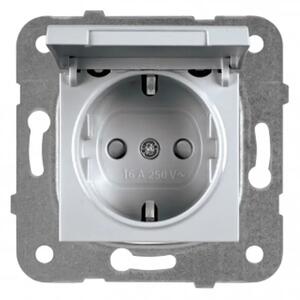 PANASONIC SREBRNA SCHUKO VTIČNICA S POKROVOM BREZ OKVIRJA PS012