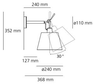 TOLOMEO DIFUZOR 24 STENSKE SVETILKE S SENČNIKOM 1184010A + 0372050A AR1184010A+AR0372050A