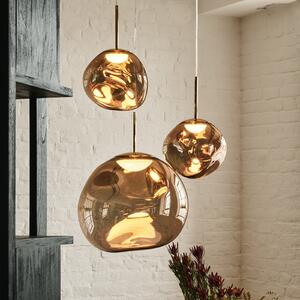 Tom Dixon viseča svetilka Melt, Ø 28 cm, bronasta barva, okov, zatemnjen, Bronasta / starinska medenina, Dnevna soba / jedilnica, Plastika, Dizajn