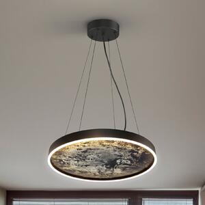 Schuller Valencia Stone LED viseče svetilo, Ø 60 cm, CCT, črna, kovina, akril, Črna, Dnevna soba / jedilnica, Kovina, Sodobni