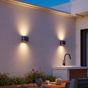 Calex LED zunanja stenska svetilka Potenza up/down, IP44, črna/zlata, Črna, Hodnik, Aluminij, Sodobni