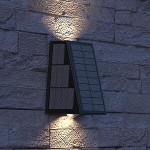 Calex Solar LED zunanja stenska svetilka Matera, navzgor/navzdol, črna, Črna, Plastika, Sodobni, Stenska kotna