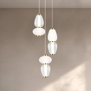 Viokef LED obesna svetilka Shiny, Ø 60 cm, prozorna/bela, steklo, Prozorna, Dnevna soba / jedilnica, Steklo, Sodobni