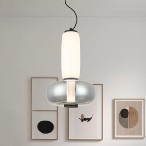 Viokef LED obesna svetilka Avery, dimno siva/bela, Ø 32 cm, steklo, Siva, Dnevna soba / jedilnica, Steklo, Sodobni