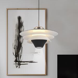 Viokef LED obesna svetilka Manley, črna/bela, Ø 22 cm, kovina, Črna, Dnevna soba / jedilnica, Kovina, Sodobni