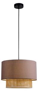 Viokef Obesna svetilka Rika, Ø 34 cm, siva/naravna barva, tkanina/ratan, zatemnjen, Siva, Dnevna soba / jedilnica, Tkanine / tekstil