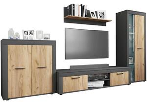 MID.YOU Dnevni Regal Usilo Xl, Barva Hrasta, Antracit, 4-Delni