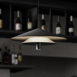 Karman LED obesna svetilka ASSO, črna, kovina, Ø 42 cm, Črna, Dnevna soba / jedilnica, Aluminij, Dizajn