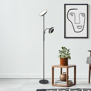 Globo LED-stojna svetilka Davyd, črna, 178 cm, svetloba za branje, ventilator, zatemnjen, Črna, Dnevna soba / jedilnica, Kovina, Sodobni, Svetilka za branje
