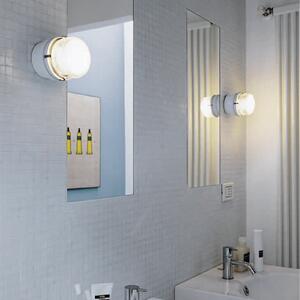 Oluce LED stenska svetilka Fresnel, siva, aluminij, steklo, 2.700 K, Siva, Kopalnica, Kovina, Dizajn