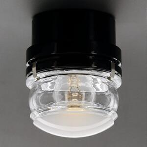 Oluce LED stenska svetilka Fresnel, črna, aluminij, steklo, 2.700 K, Črna, Kopalnica, Kovina, Dizajn