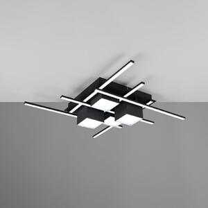 Trio Lighting LED stropna svetilka Roger, črna mat, kovina, CCT, daljinsko upravljanje., zatemnjen, Črna, Dnevna soba / jedilnica, Kovina, Sodobni
