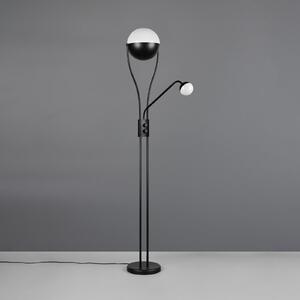 Trio Lighting LED stoječa svetilka Chris, črna, kovina, za branje, dimmer, zatemnjen, Črna, Dnevna soba / jedilnica, Kovina, Sodobni