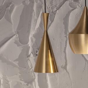 Tom Dixon LED obesna svetilka Beat Tall, barva medenine, Ø 19 cm, zatemnjen, Zlata / medeninasta, Dnevna soba / jedilnica, Medenina, Dizajn