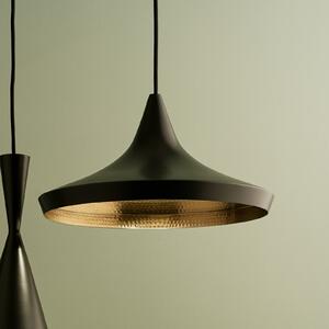 Tom Dixon LED obesna svetilka Beat Flat, črna, Ø 56 cm, zatemnjen, Črna, Dnevna soba / jedilnica, Medenina, Dizajn