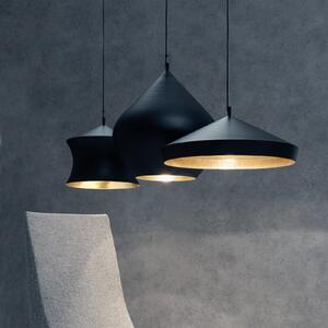 Tom Dixon LED viseča svetilka Beat Wide, črna, 36 cm, medenina, zatemnjen, Črna, Dnevna soba / jedilnica, Medenina, Dizajn