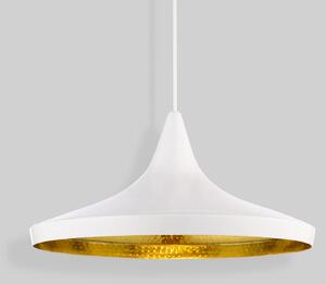 Tom Dixon LED viseča svetilka Beat Wide, bela, Ø 36 cm, medenina, zatemnjen, Bela, Dnevna soba / jedilnica, Medenina, Dizajn