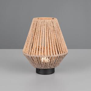 Reality Leuchten LED namizna svetilka Lira, rjava, papirna preja, višina 22 cm, zatemnjen, Rjava / rjasta, spalnica, Tkanine / tekstil