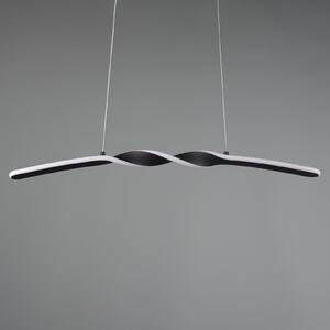 Reality Leuchten LED obesna svetilka Ginko, črna mat, kovina, dolžina 79 cm, Črna, Dnevna soba / jedilnica, Kovina, Sodobni