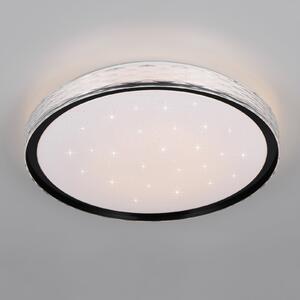 Reality Leuchten LED stropna svetilka Varda, črna, Ø 39 cm, daljinski upravljalnik, zatemnjen, Črna, spalnica, Kovina, Sodobni