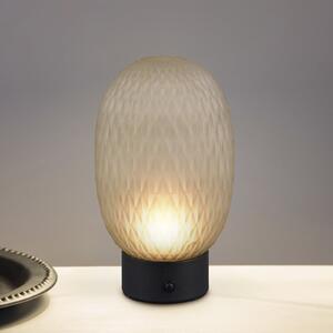 Trio Lighting LED namizna svetilka Facette, zelena, USB, steklo,, zatemnjen, Zelena, Dnevna soba / jedilnica, Steklo