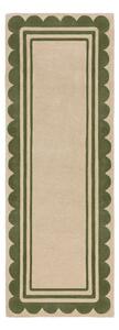 Zelen/v naravni barvi ročno tkan volnen tekač 80x230 cm Lois Scallop – Flair Rugs