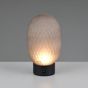 Trio Lighting LED namizna svetilka Facette, dimno siva, USB, steklo, zatemnjen, Siva, Dnevna soba / jedilnica, Steklo